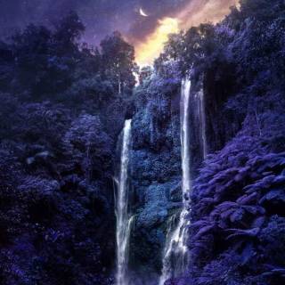 Dark waterfall wallpaper