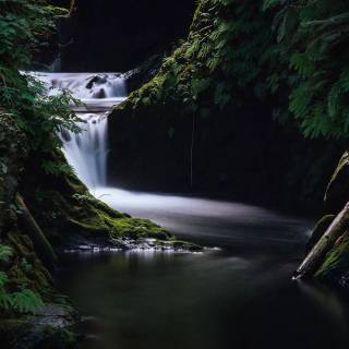 Dark waterfall wallpaper