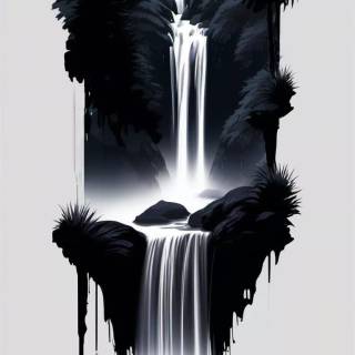 Dark waterfall wallpaper