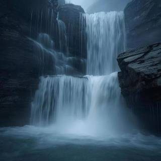Dark waterfall wallpaper