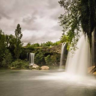 Dark waterfall wallpaper