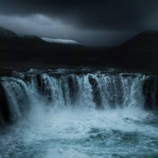 Dark waterfall wallpaper
