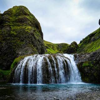 Dark waterfall wallpaper