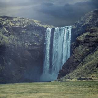 Dark waterfall wallpaper