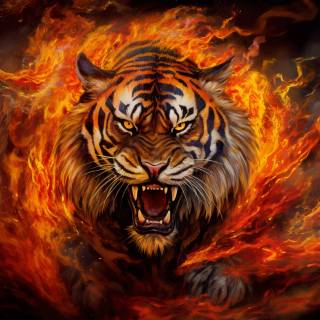 Tiger on fire wallpaper