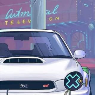 Cartoon Subaru WRX iPhone wallpaper