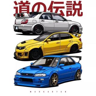 Cartoon Subaru WRX iPhone wallpaper