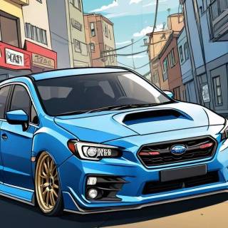 Cartoon Subaru WRX iPhone wallpaper