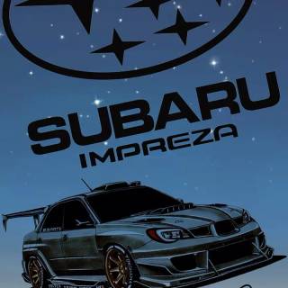 Cartoon Subaru WRX iPhone wallpaper
