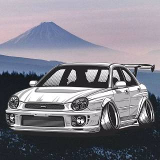 Cartoon Subaru WRX iPhone wallpaper