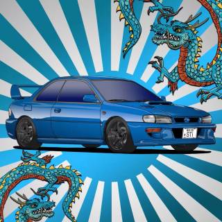 Cartoon Subaru WRX iPhone wallpaper