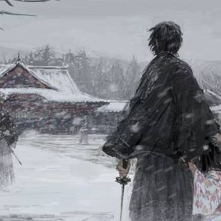 Black white samurai wallpaper