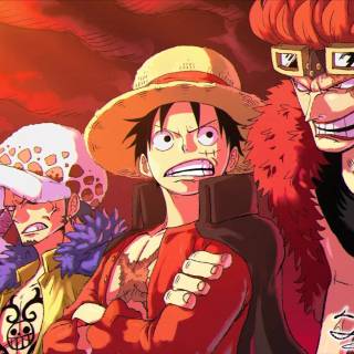 Luffy, Kid, and Law wallpaper