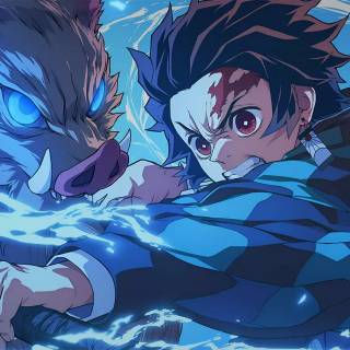 Inosuke and Tanjiro wallpaper