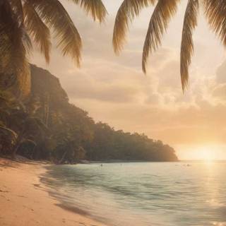 Tropical sunset iPhone wallpaper