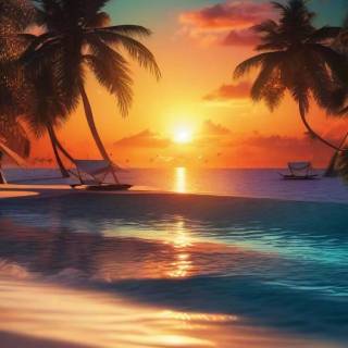 Tropical sunset iPhone wallpaper