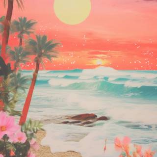 Tropical sunset iPhone wallpaper