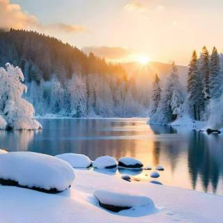 Winter sun lake wallpaper