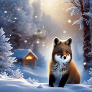 Winter cute animals wallpaper