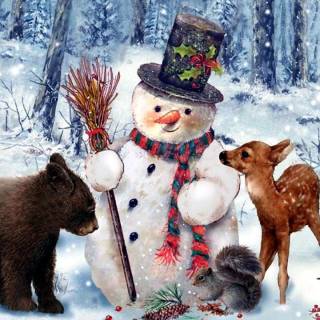 Winter cute animals wallpaper