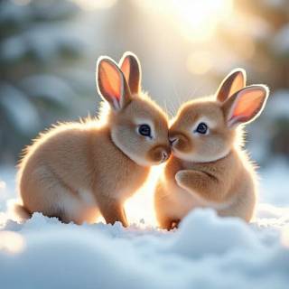 Winter cute animals wallpaper