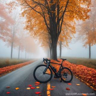 Foggy autumn road wallpaper