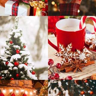 Red Christmas collage wallpaper