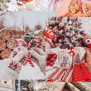 Red Christmas collage wallpaper