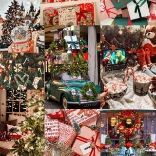 Red Christmas collage wallpaper