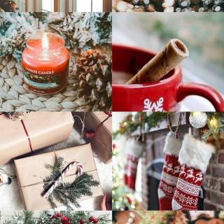 Red Christmas collage wallpaper