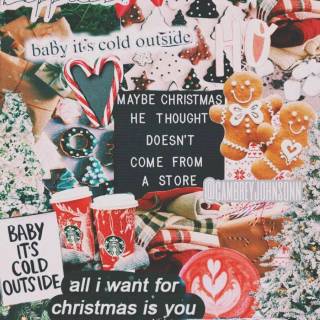 Red Christmas collage wallpaper