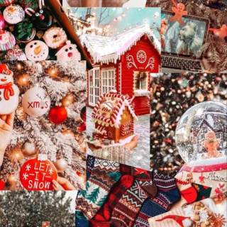 Red Christmas collage wallpaper