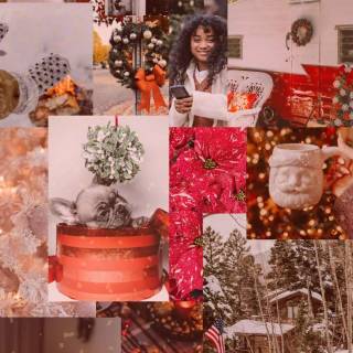 Red Christmas collage wallpaper