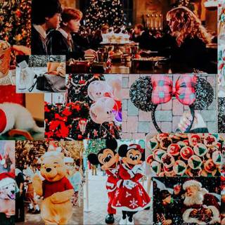 Red Christmas collage wallpaper