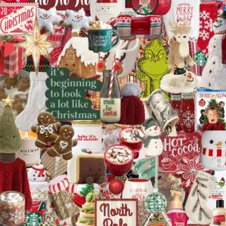 Red Christmas collage wallpaper
