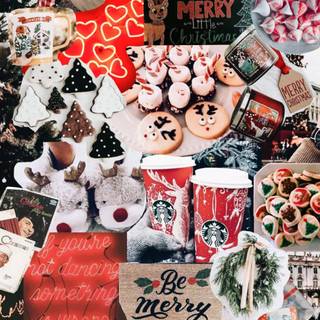 Red Christmas collage wallpaper