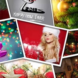 Red Christmas collage wallpaper