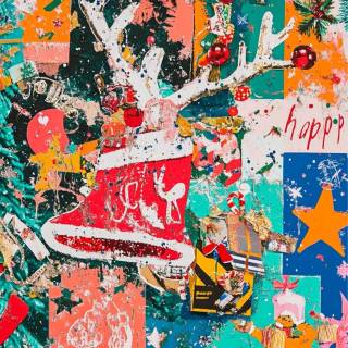 Red Christmas collage wallpaper