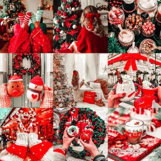 Red Christmas collage wallpaper