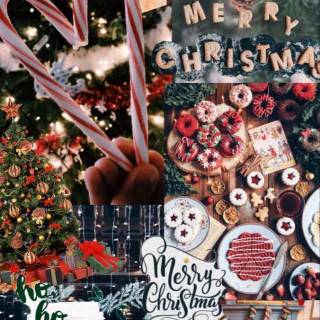 Red Christmas collage wallpaper