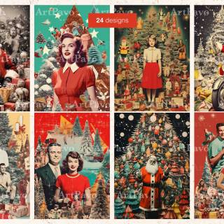 Red Christmas collage wallpaper