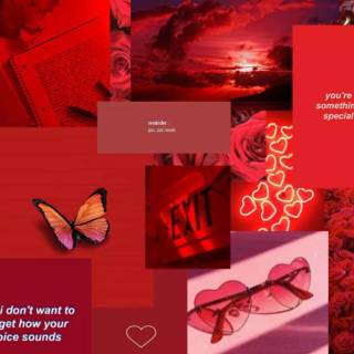 Preppy red collage wallpaper