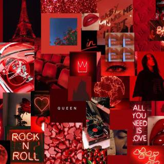 Preppy red collage wallpaper