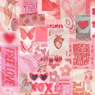 Preppy red collage wallpaper