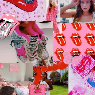 Preppy red collage wallpaper