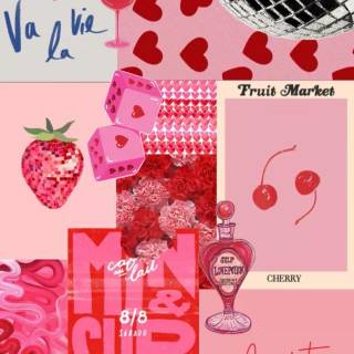 Preppy red collage wallpaper