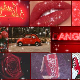 Preppy red collage wallpaper