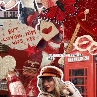 Preppy red collage wallpaper