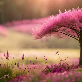 Pink flower tree wallpaper