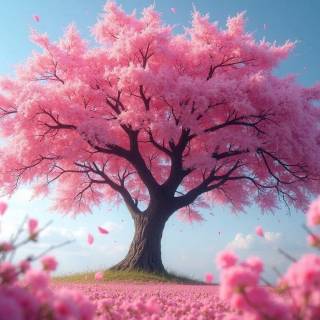 Pink flower tree wallpaper